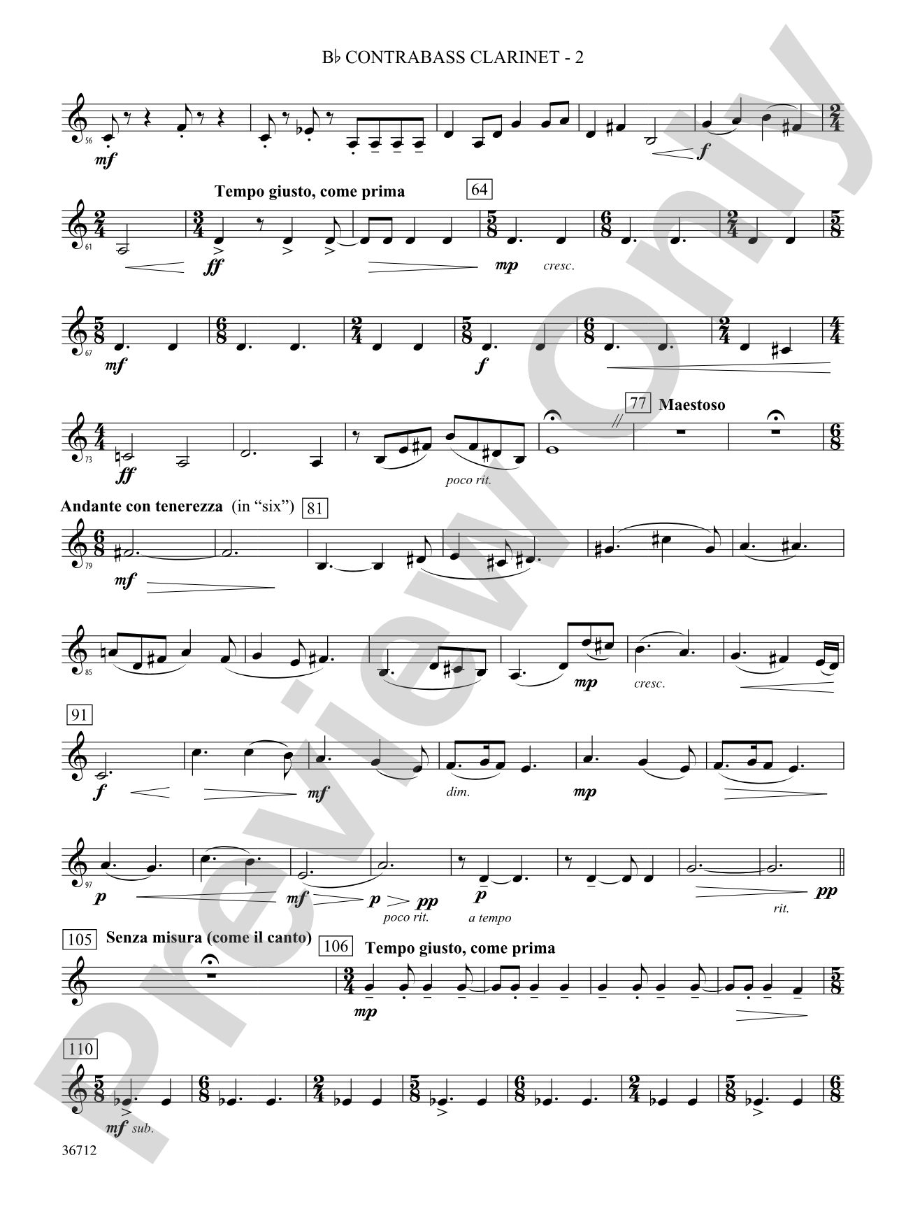 Gloria: (wp) B-flat Contrabass Clarinet