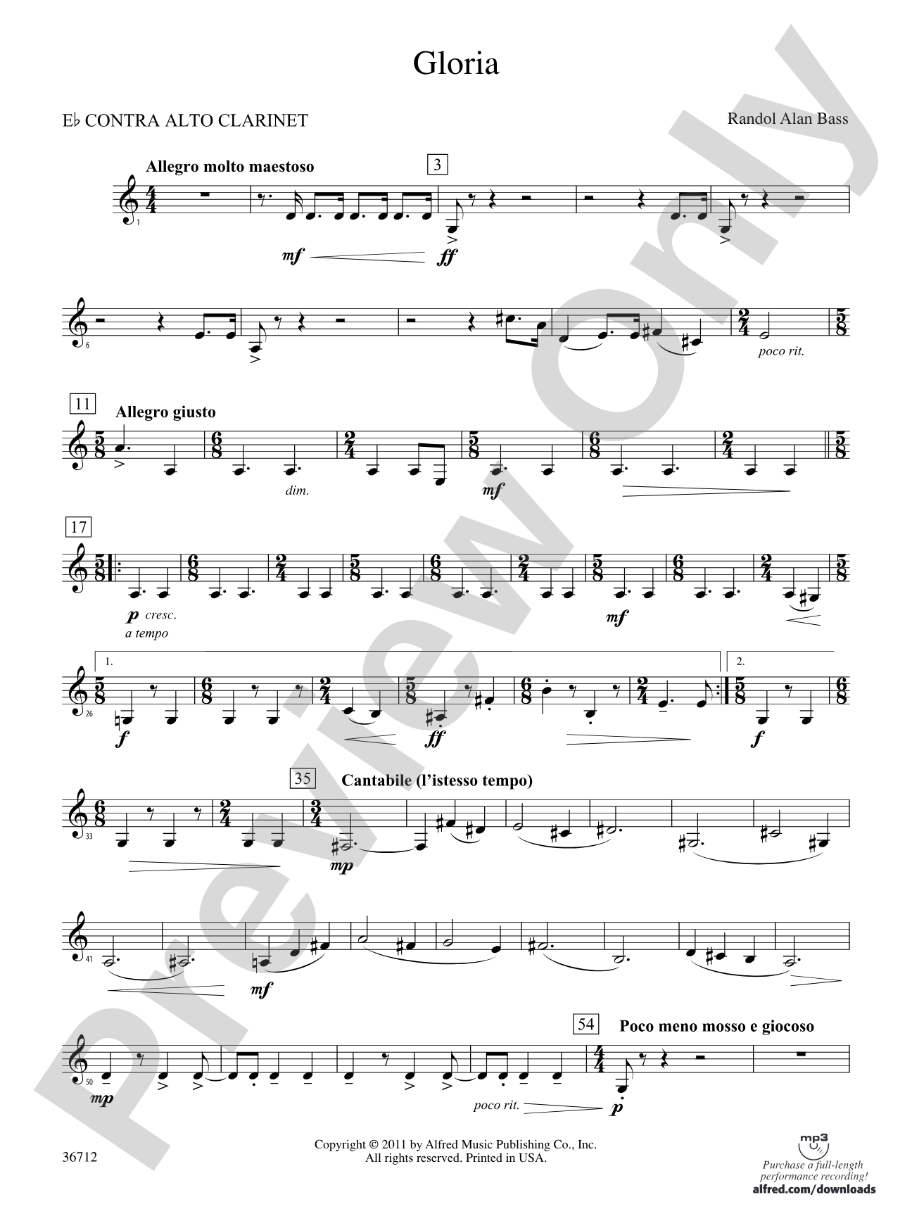 Gloria: (wp) E-flat Contrabass Clarinet