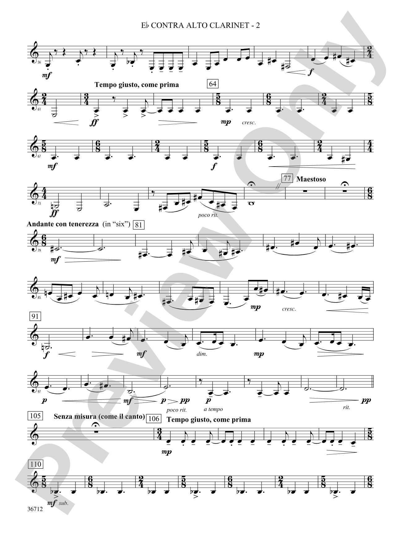 Gloria: (wp) E-flat Contrabass Clarinet