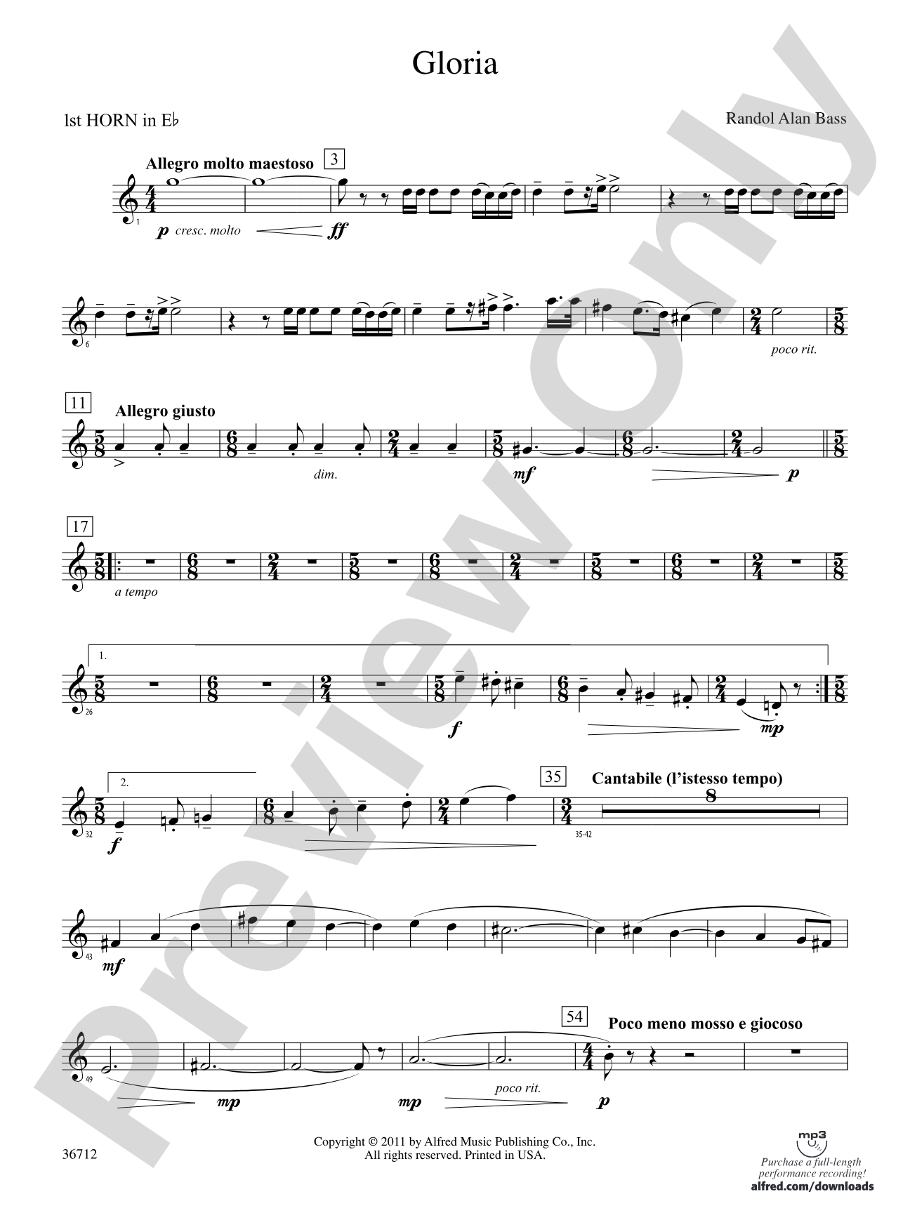 Gloria: (wp) 1st Horn in E-flat