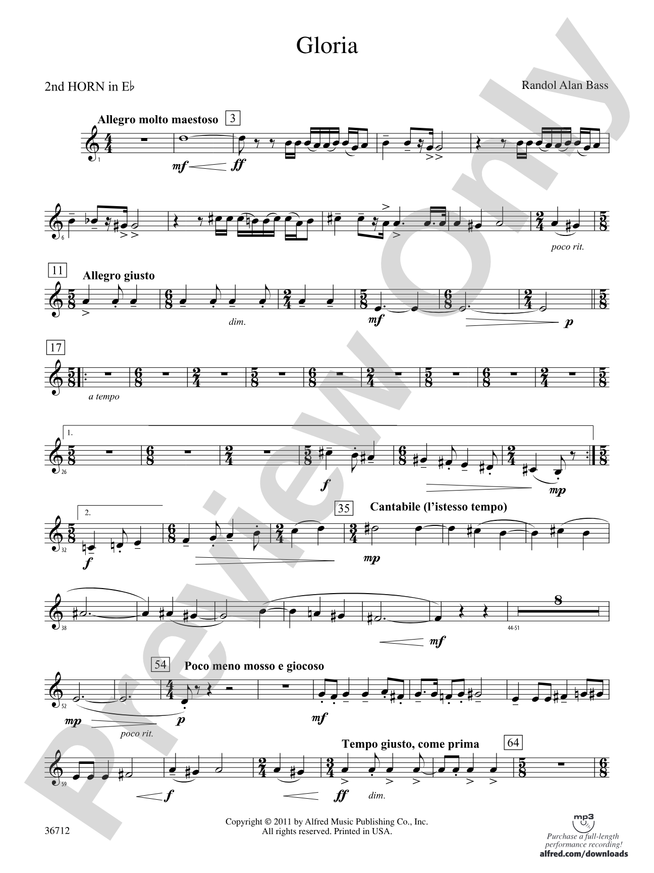 Gloria: (wp) 2nd Horn in E-flat