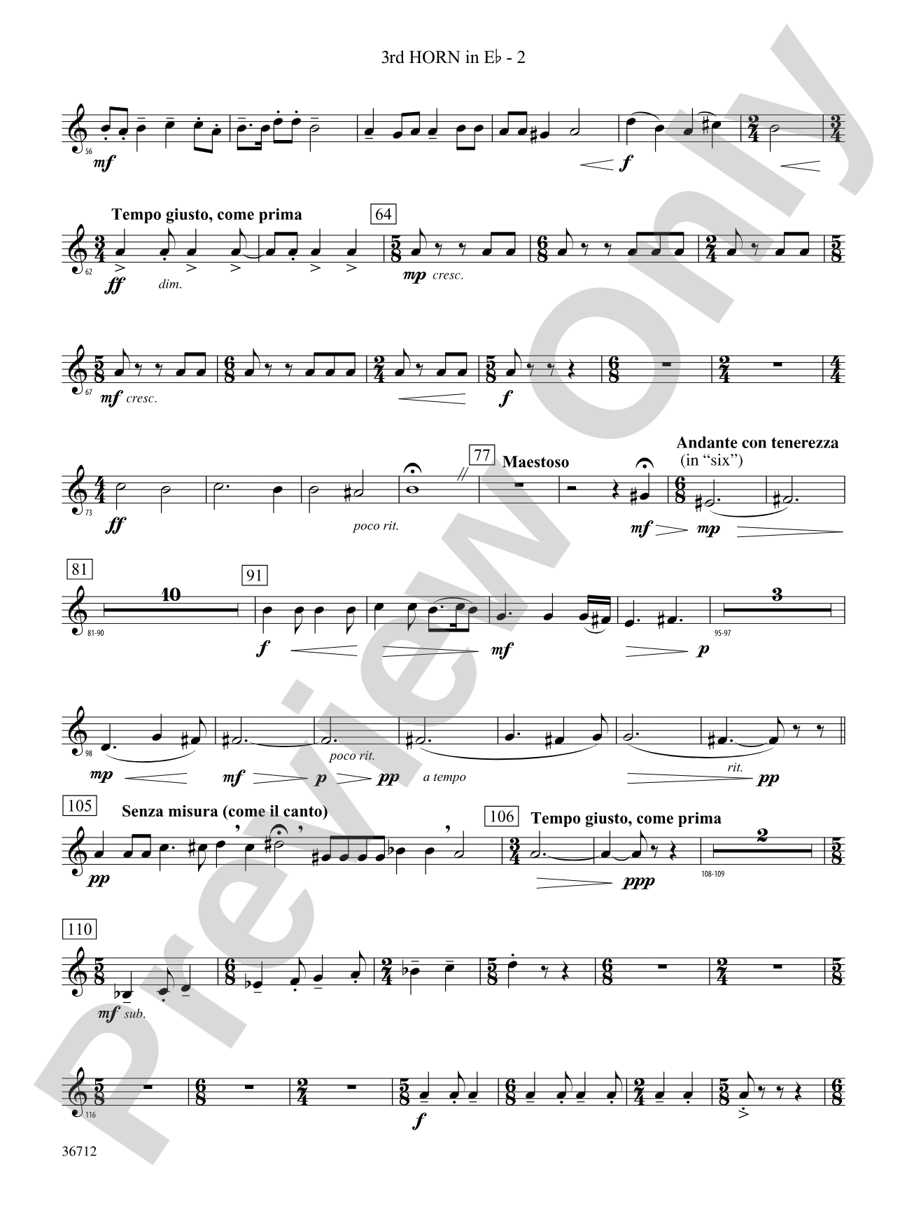 Gloria: (wp) 3rd Horn in E-flat