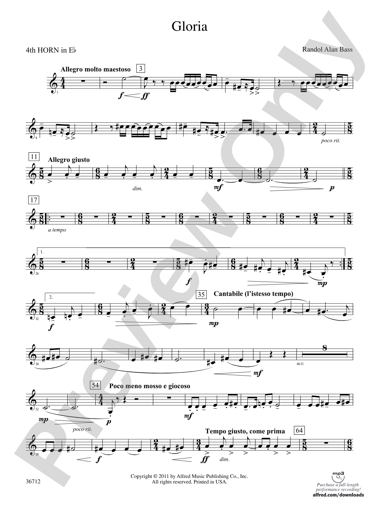 Gloria: (wp) 4th Horn in E-flat