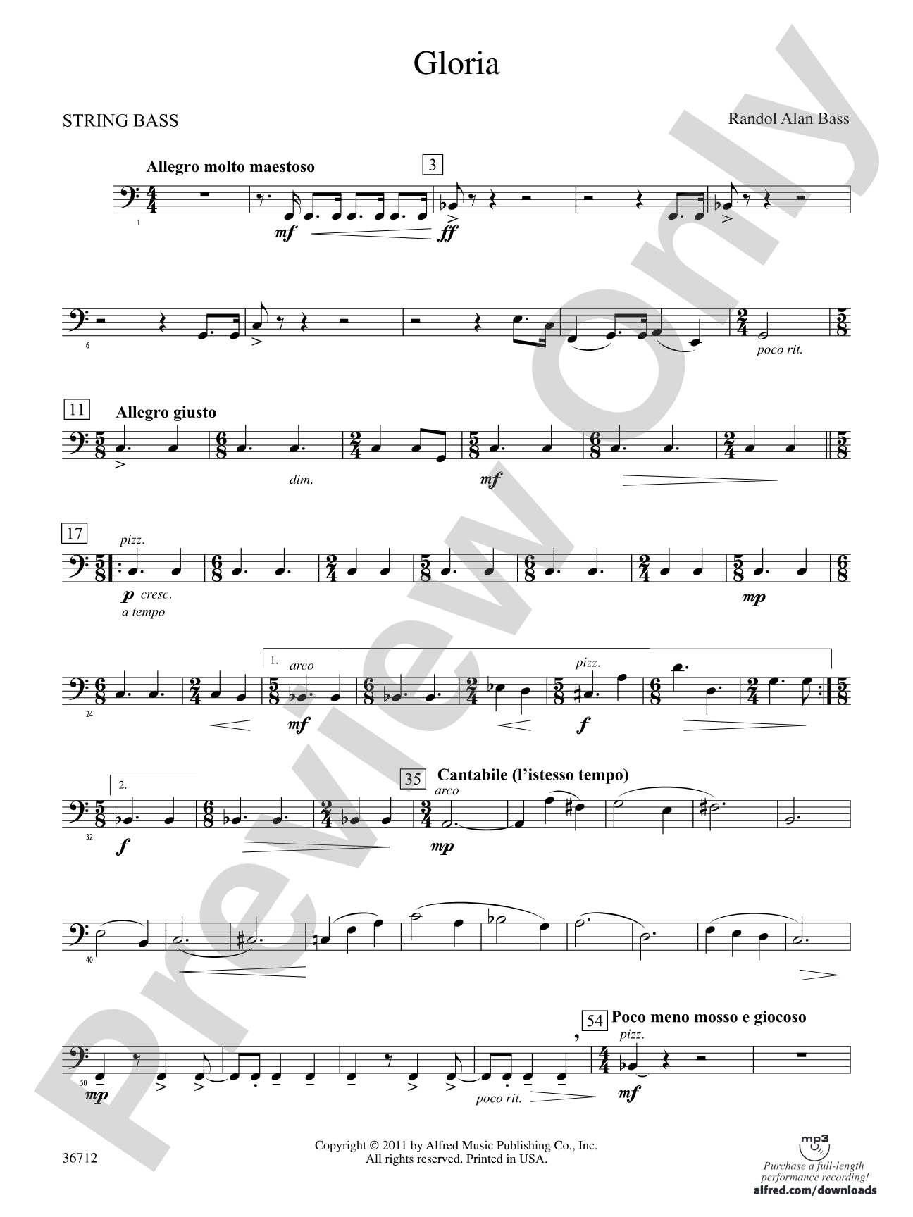 Gloria: (wp) String Bass
