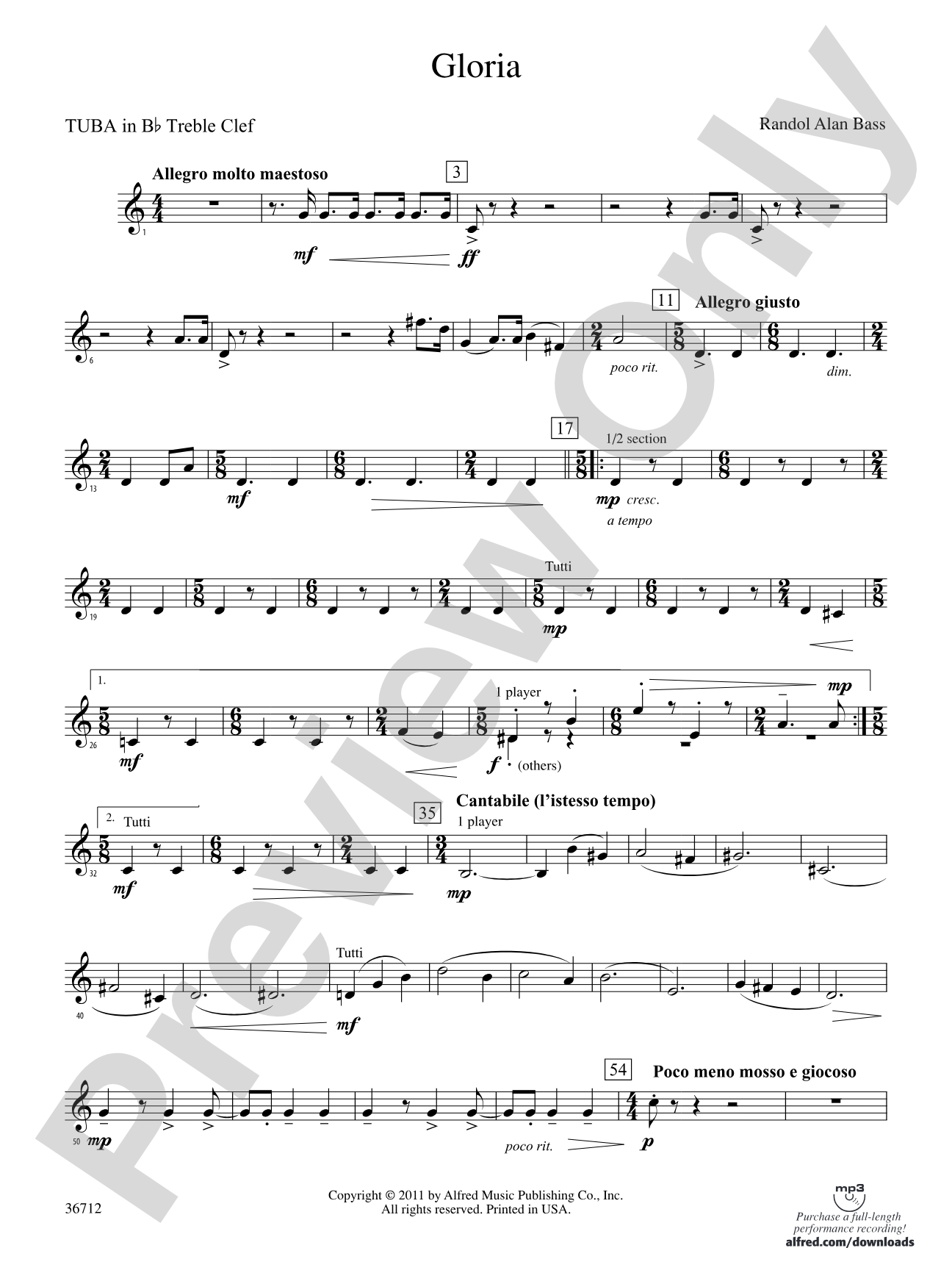 Gloria: (wp) B-flat Tuba T.C.