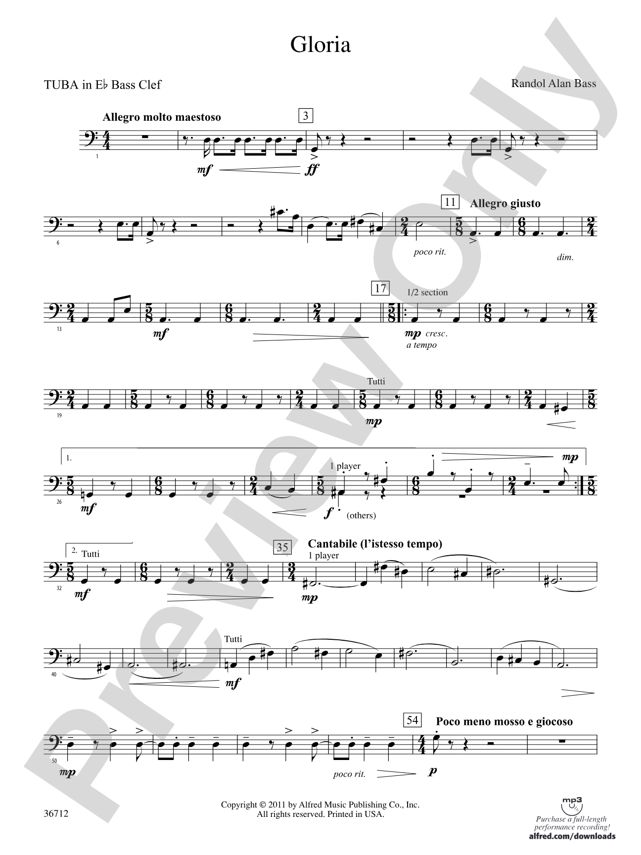 Gloria: (wp) E-flat Tuba B.C.