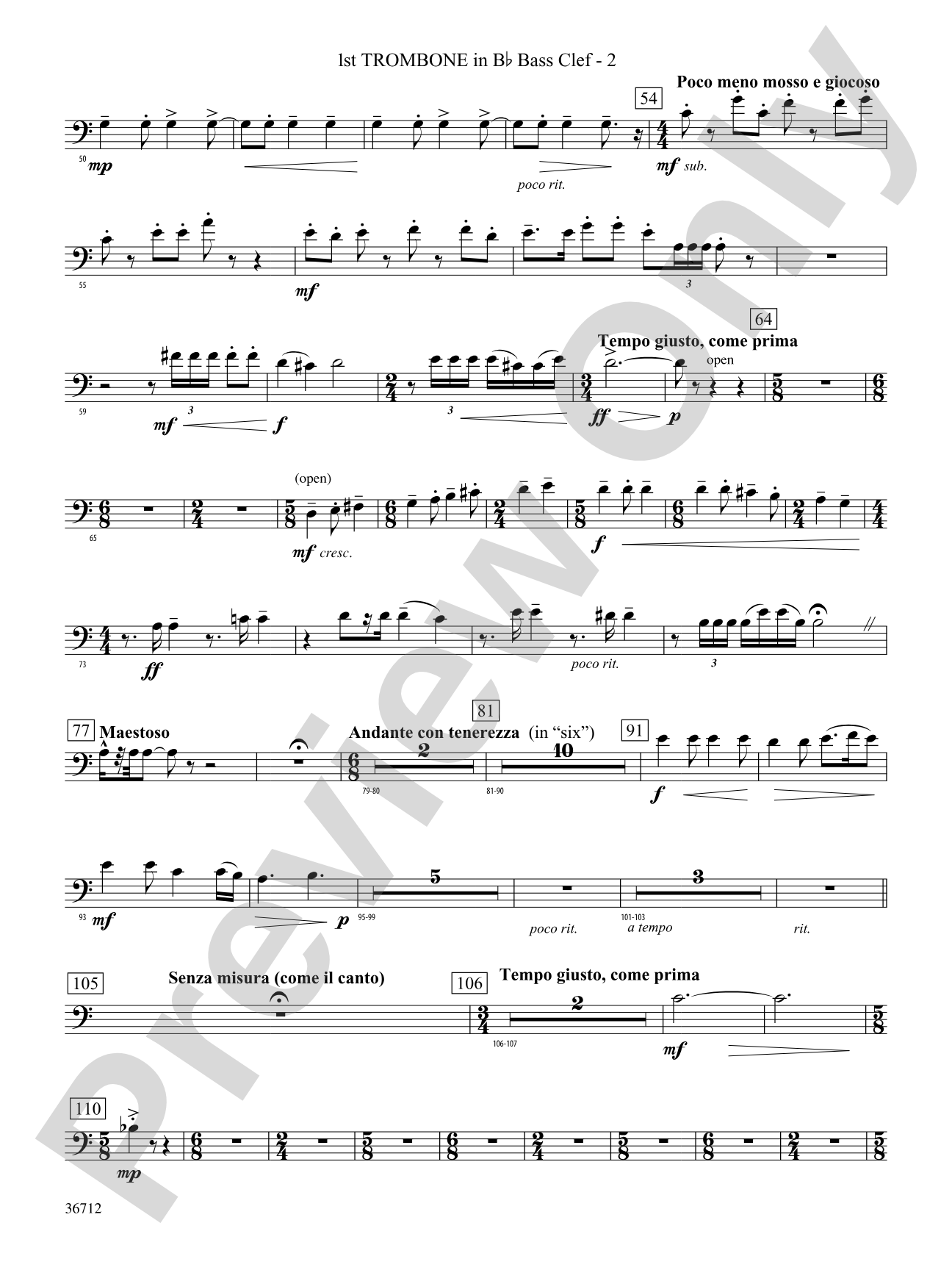 Gloria: (wp) 1st B-flat Trombone B.C.