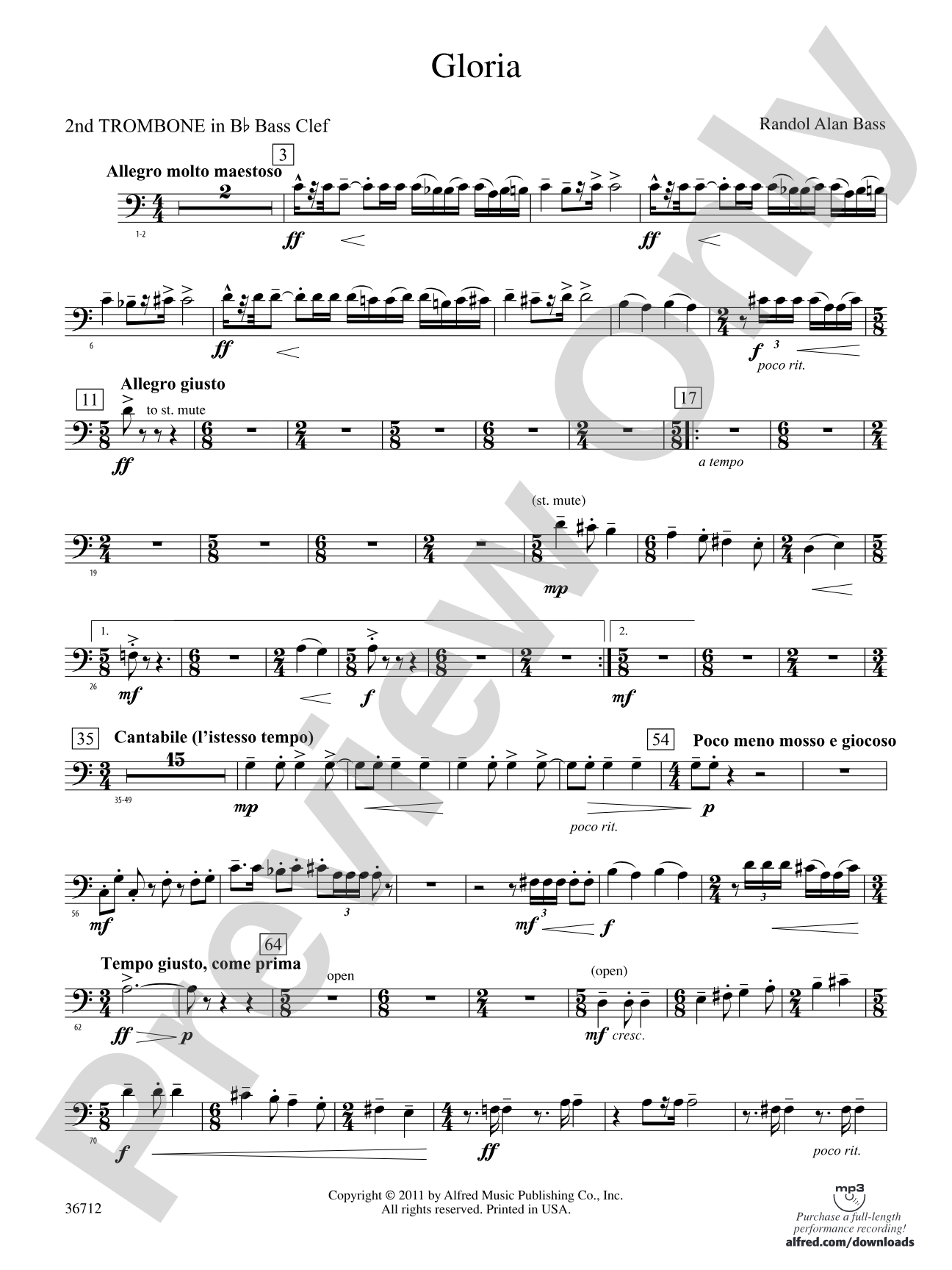 Gloria: (wp) 2nd B-flat Trombone B.C.