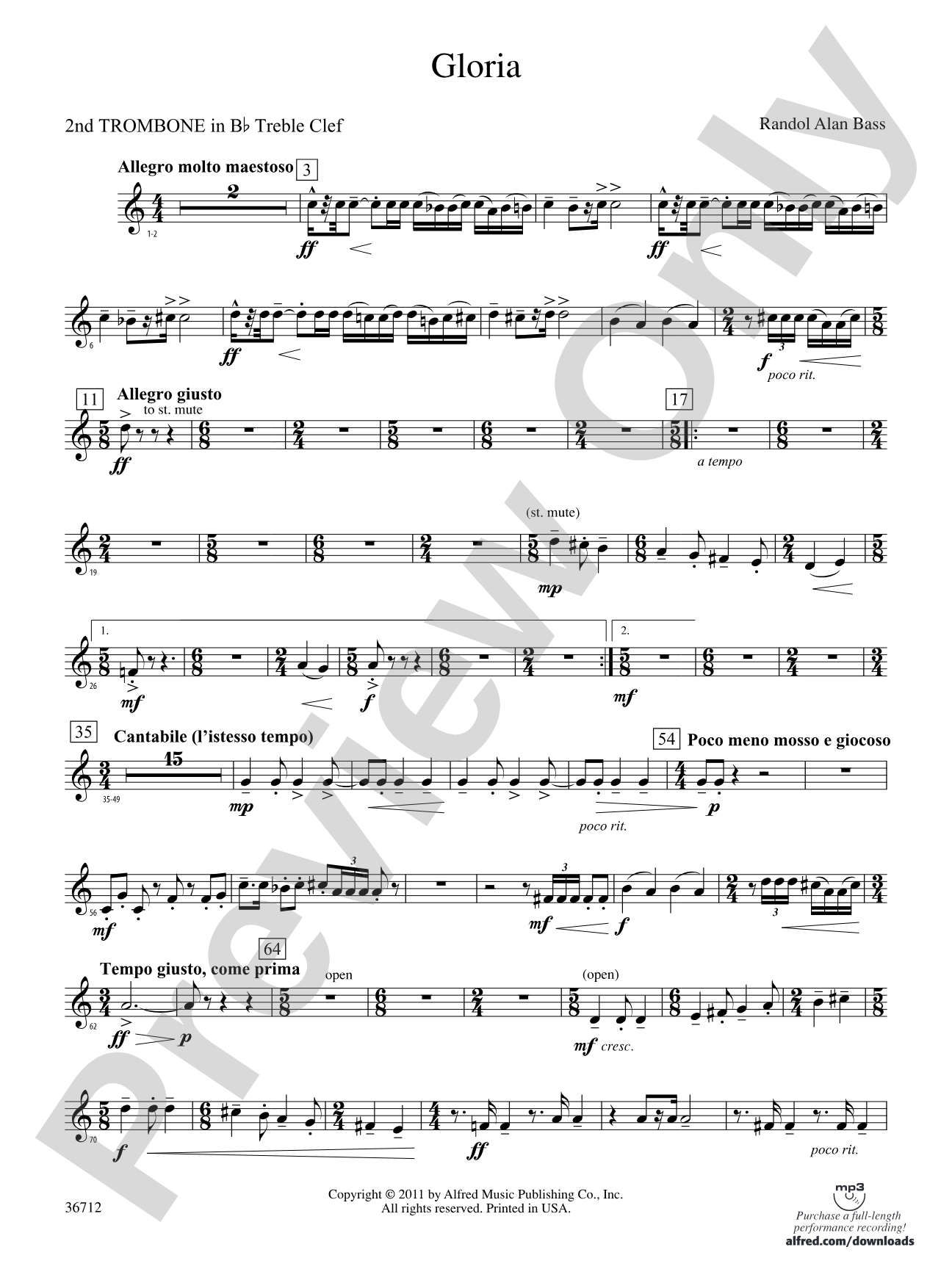 Gloria: (wp) 2nd B-flat Trombone T.C.