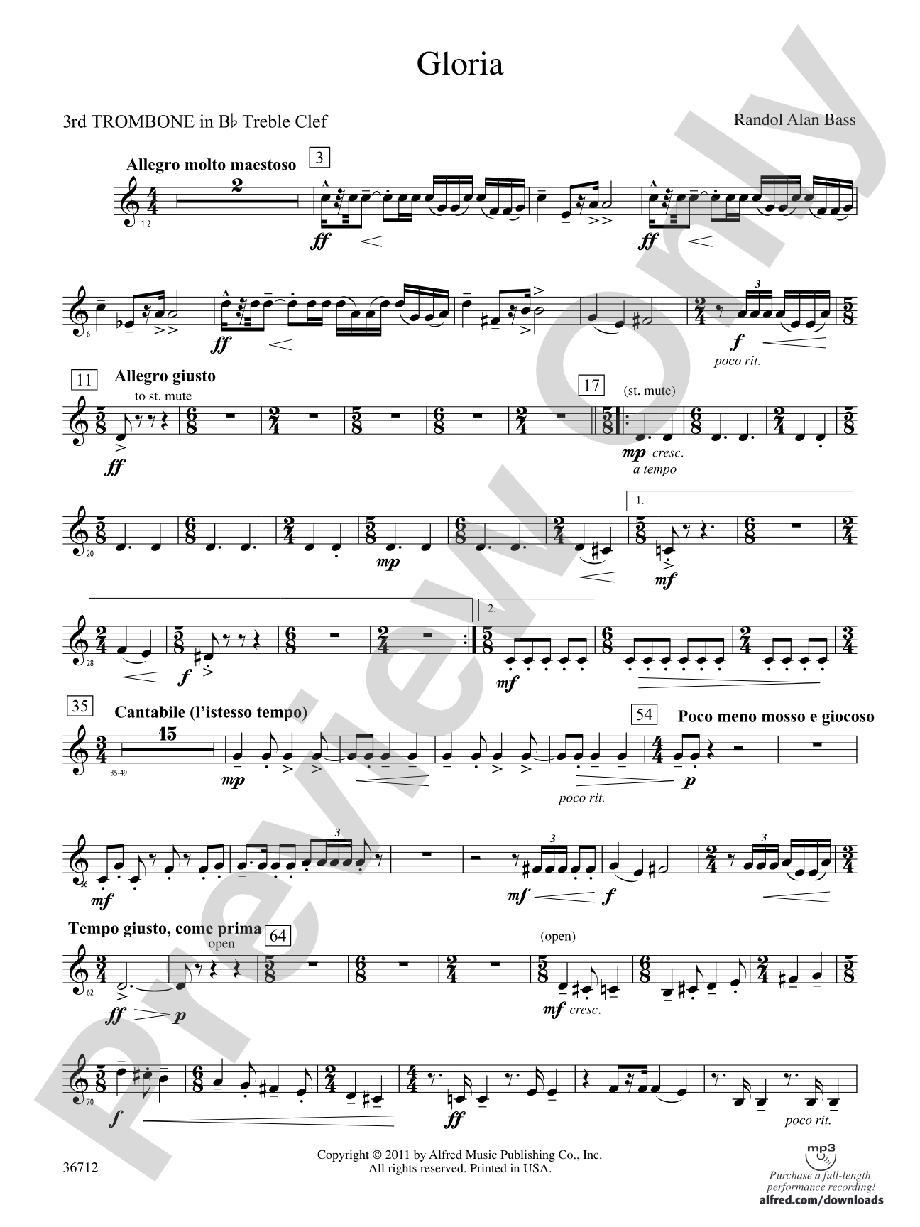Gloria: (wp) 3rd B-flat Trombone T.C.