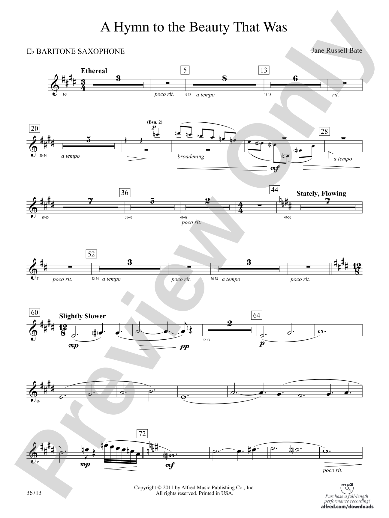 Hymn to the Beauty That Was: E-flat Baritone Saxophone