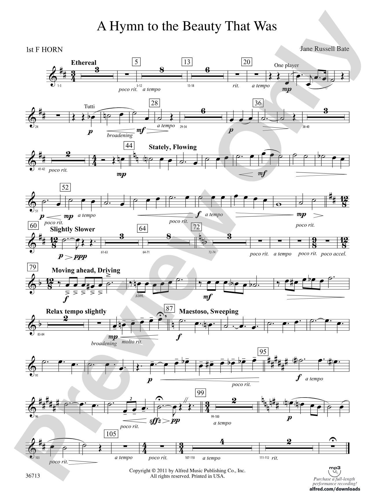 Hymn to the Beauty That Was: 1st F Horn