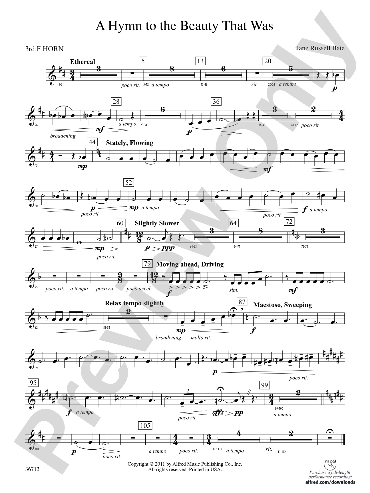 Hymn to the Beauty That Was: 3rd F Horn