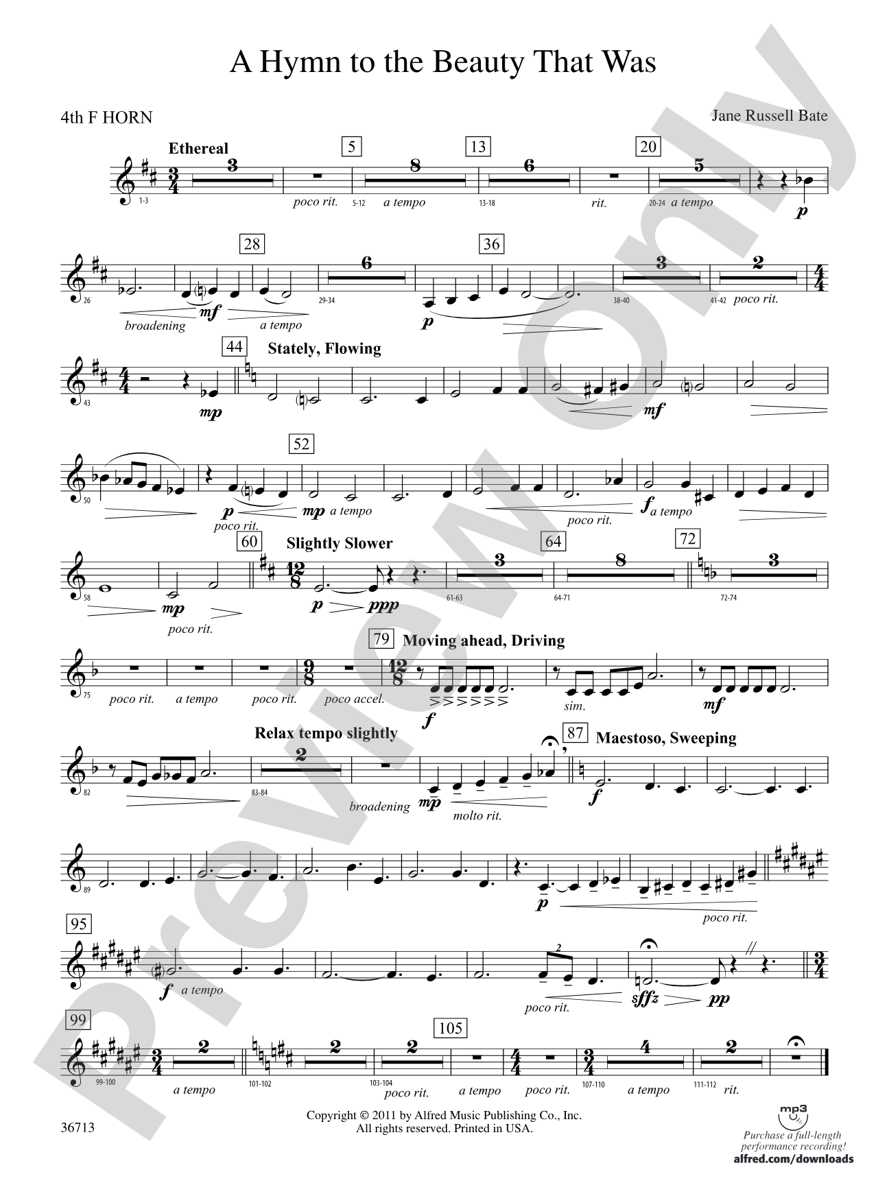Hymn to the Beauty That Was: 4th F Horn