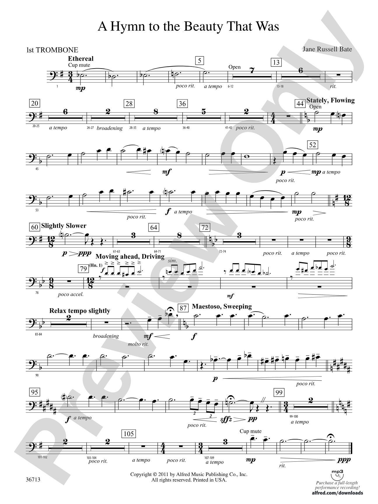 Hymn to the Beauty That Was: 1st Trombone