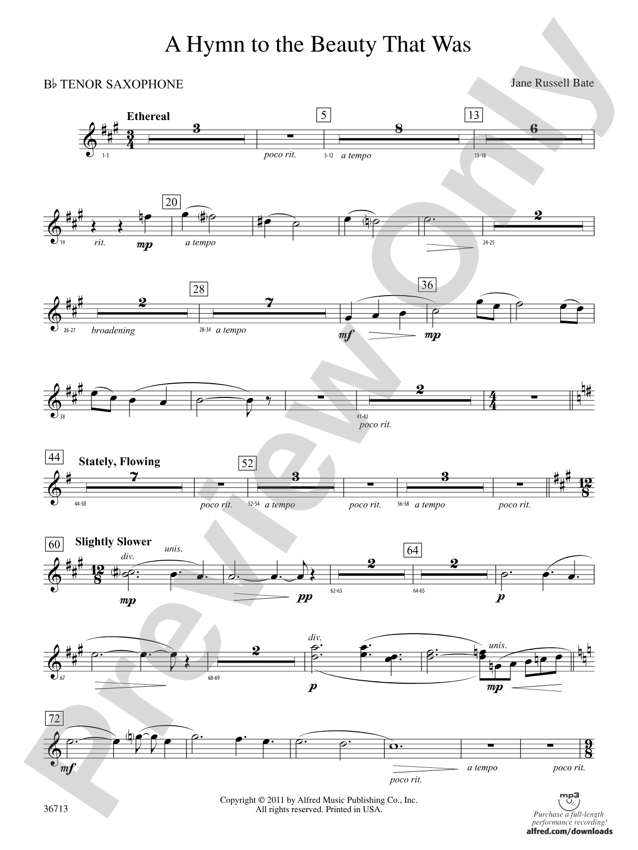 Hymn to the Beauty That Was: B-flat Tenor Saxophone
