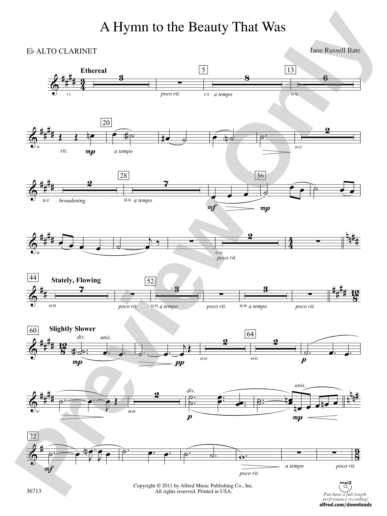 Hymn to the Beauty That Was: (wp) E-flat Alto Clarinet