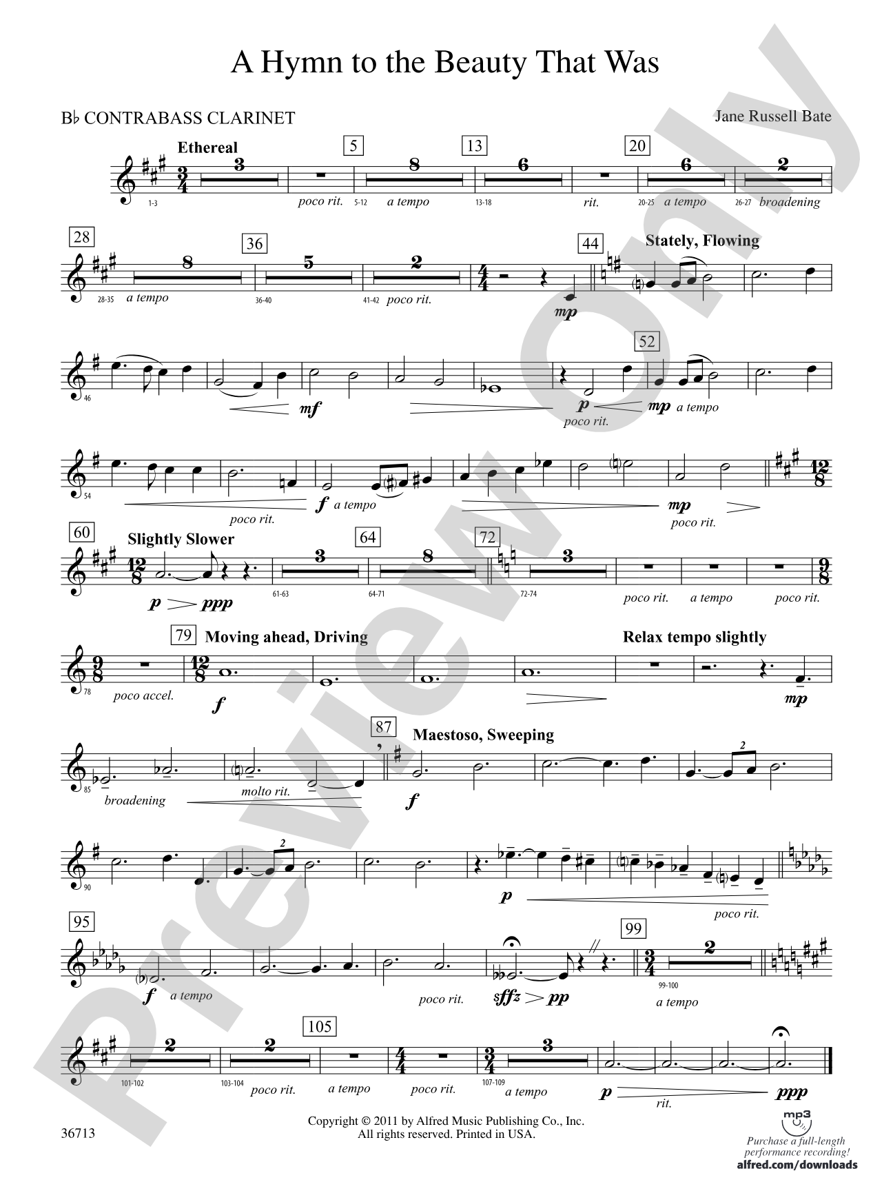 Hymn to the Beauty That Was: (wp) B-flat Contrabass Clarinet