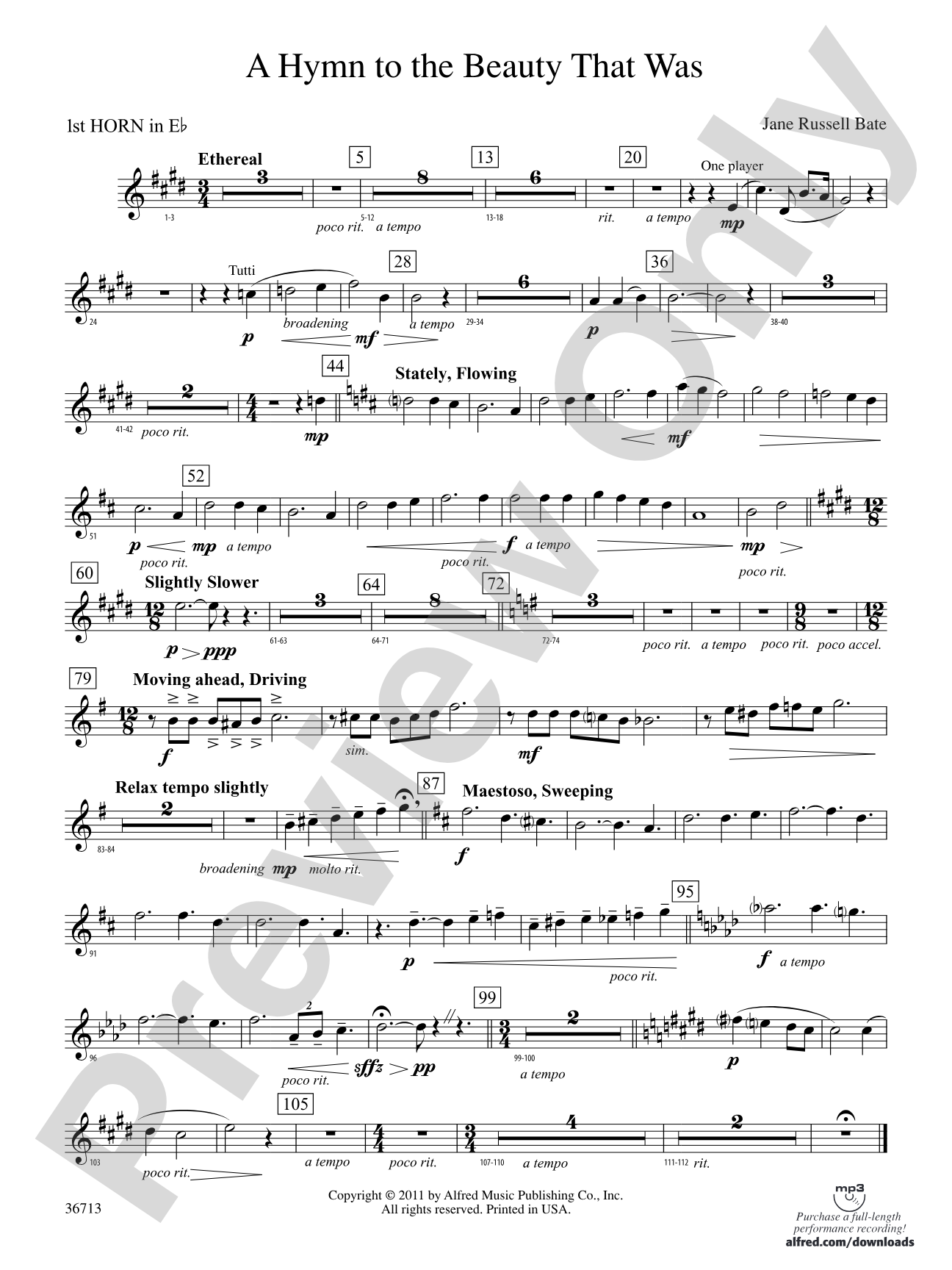 Hymn to the Beauty That Was: (wp) 1st Horn in E-flat