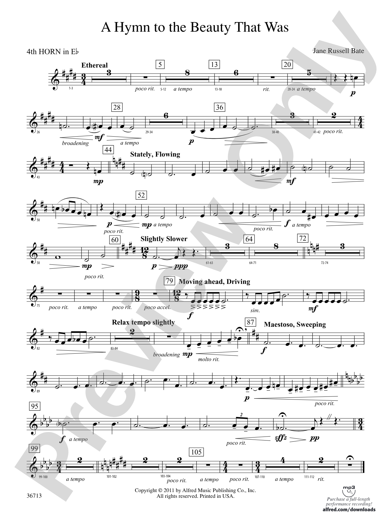 Hymn to the Beauty That Was: (wp) 4th Horn in E-flat