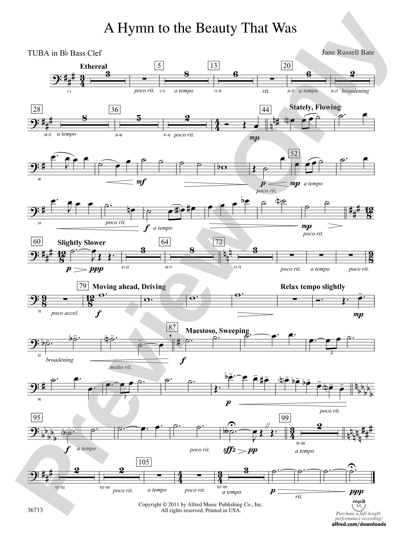 Hymn to the Beauty That Was: (wp) B-flat Tuba B.C.