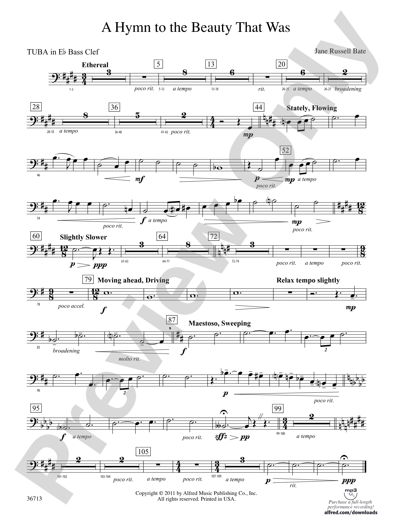 Hymn to the Beauty That Was: (wp) E-flat Tuba B.C.