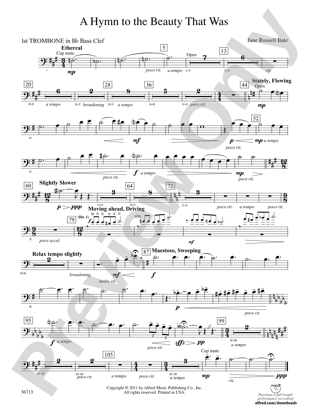 Hymn to the Beauty That Was: (wp) 1st B-flat Trombone B.C.
