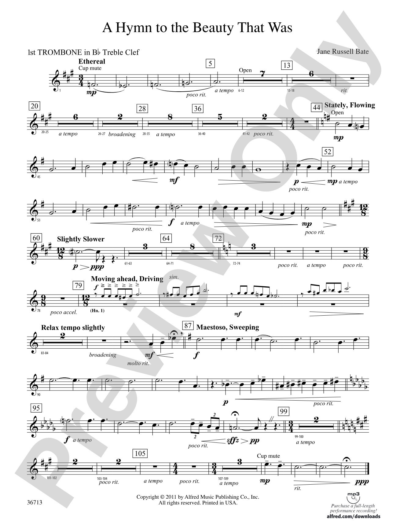 Hymn to the Beauty That Was: (wp) 1st B-flat Trombone T.C.