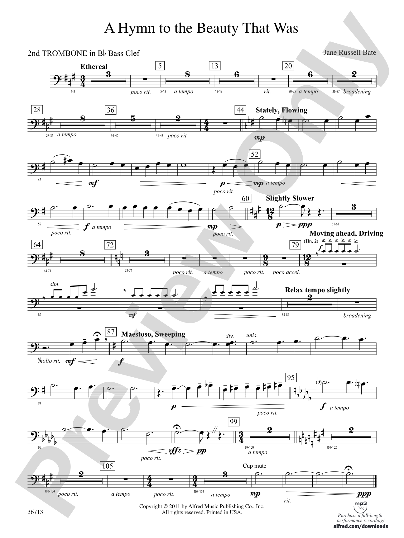 Hymn to the Beauty That Was: (wp) 2nd B-flat Trombone B.C.