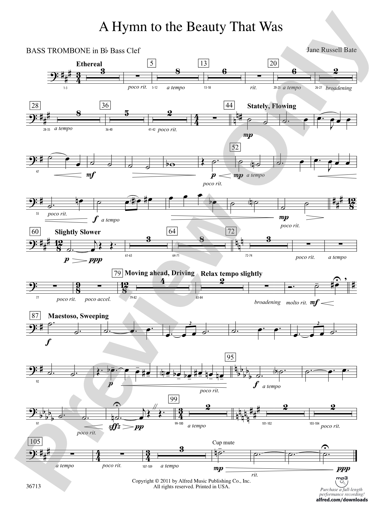 Hymn to the Beauty That Was: (wp) 3rd B-flat Trombone B.C.