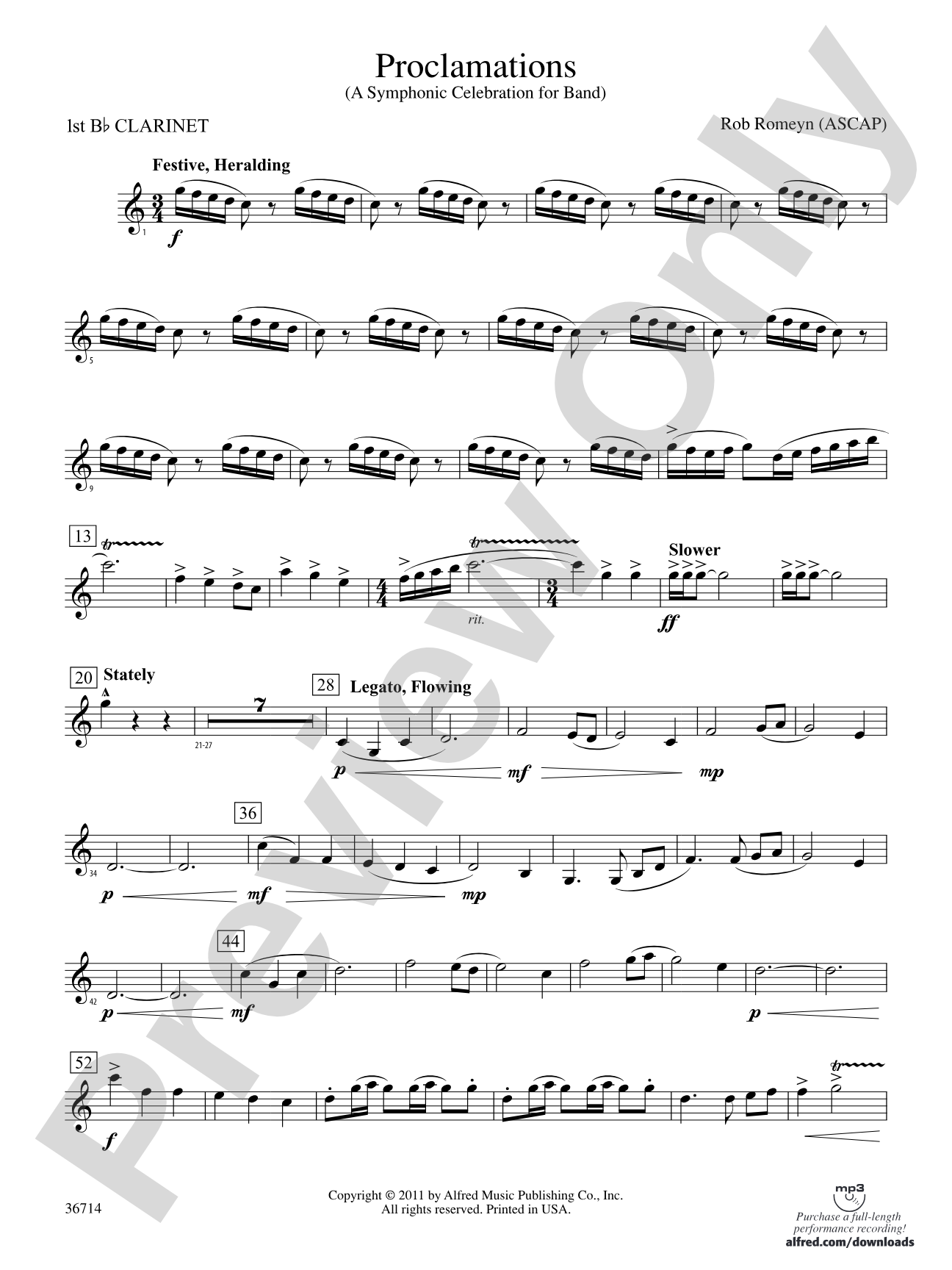 Proclamations: 1st B-flat Clarinet