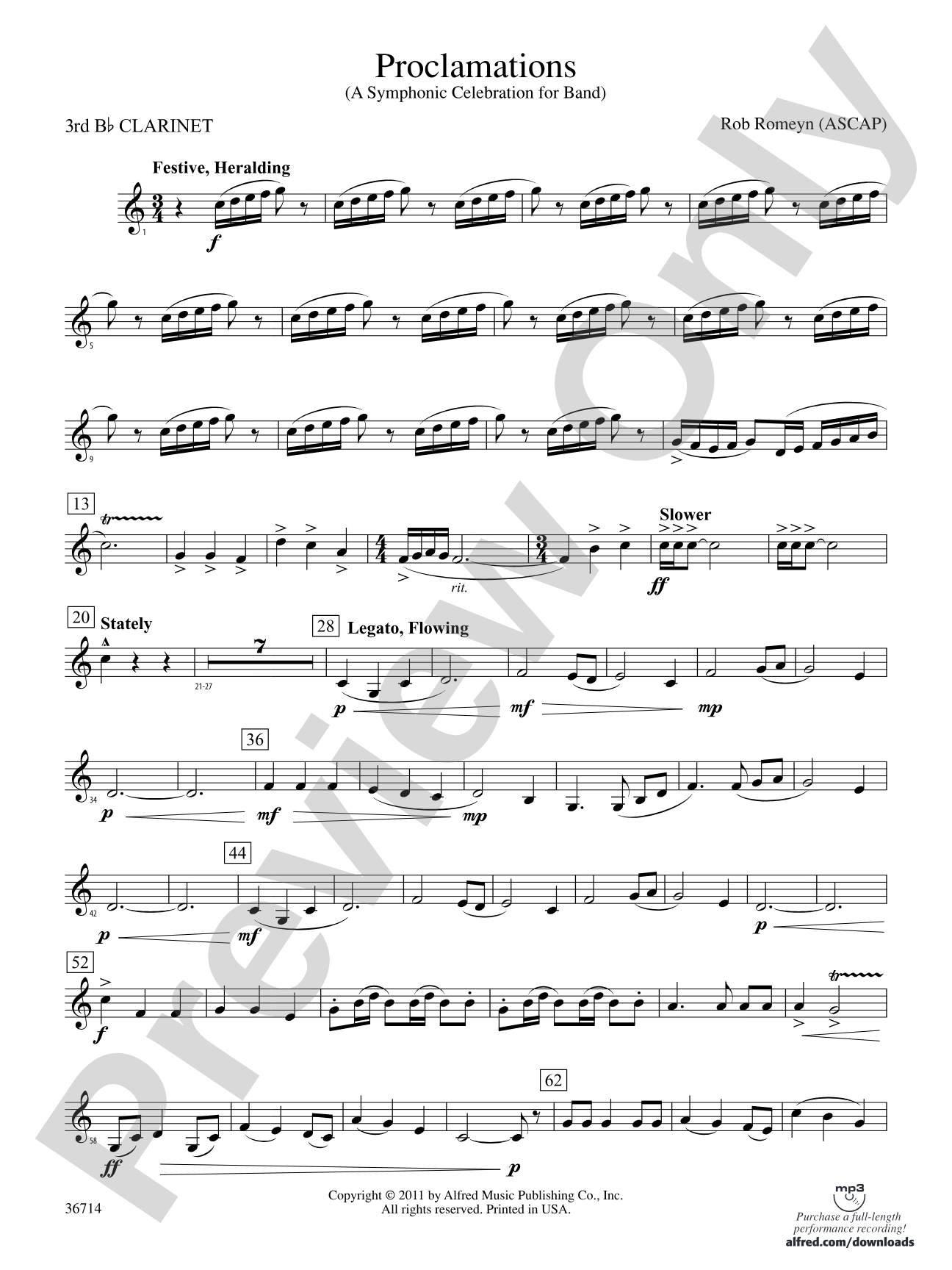 Proclamations: 3rd B-flat Clarinet