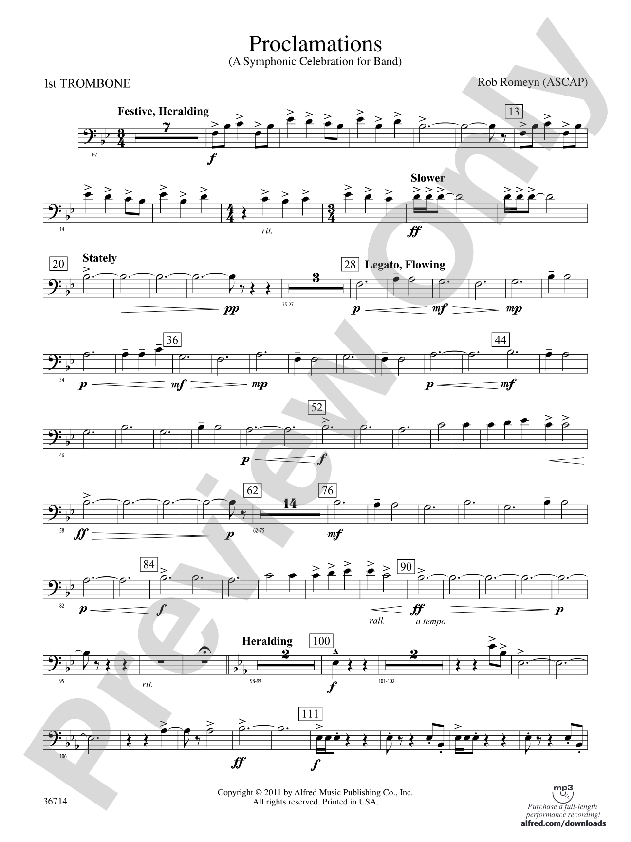 Proclamations: 1st Trombone