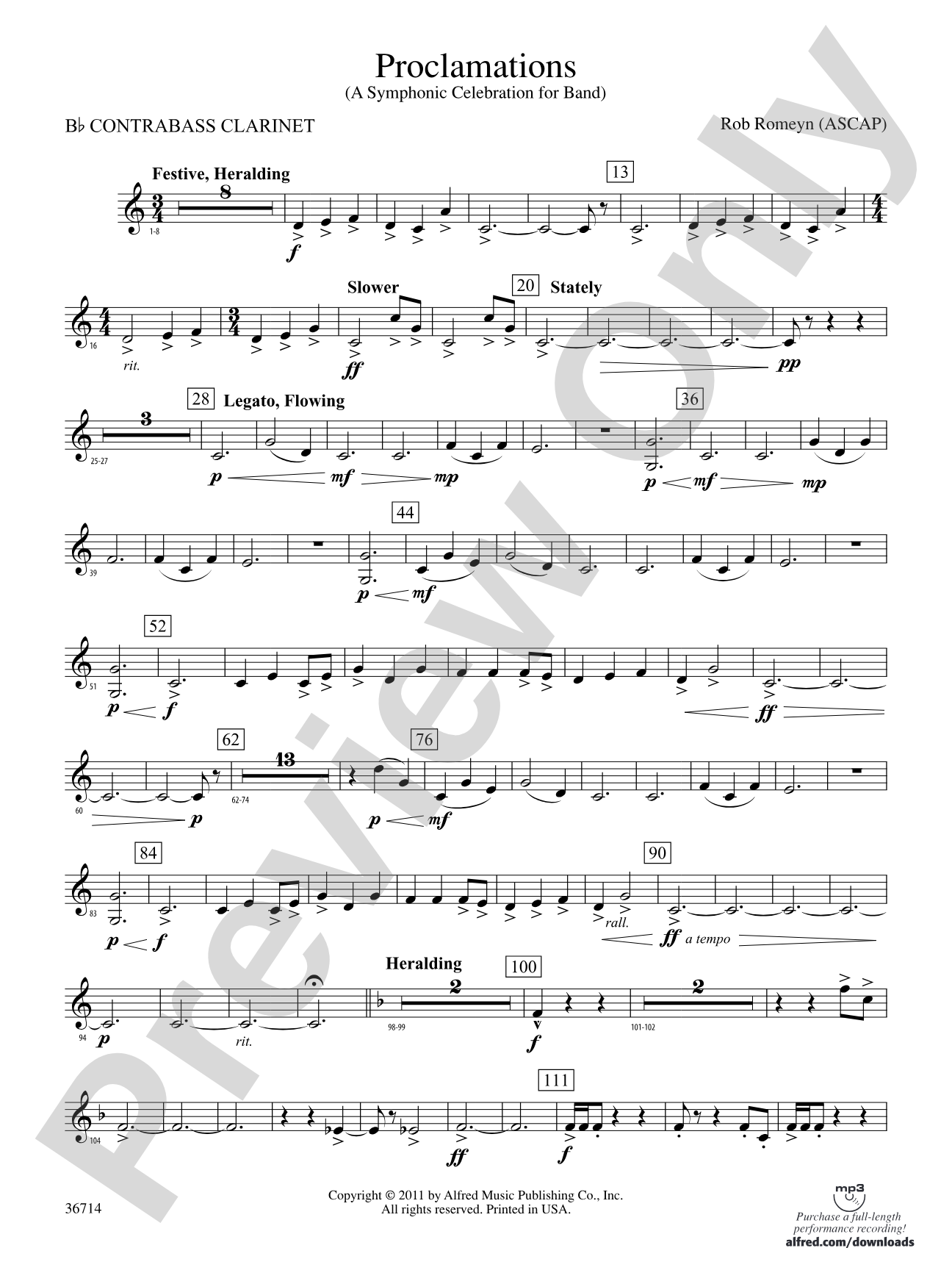 Proclamations: (wp) B-flat Contrabass Clarinet