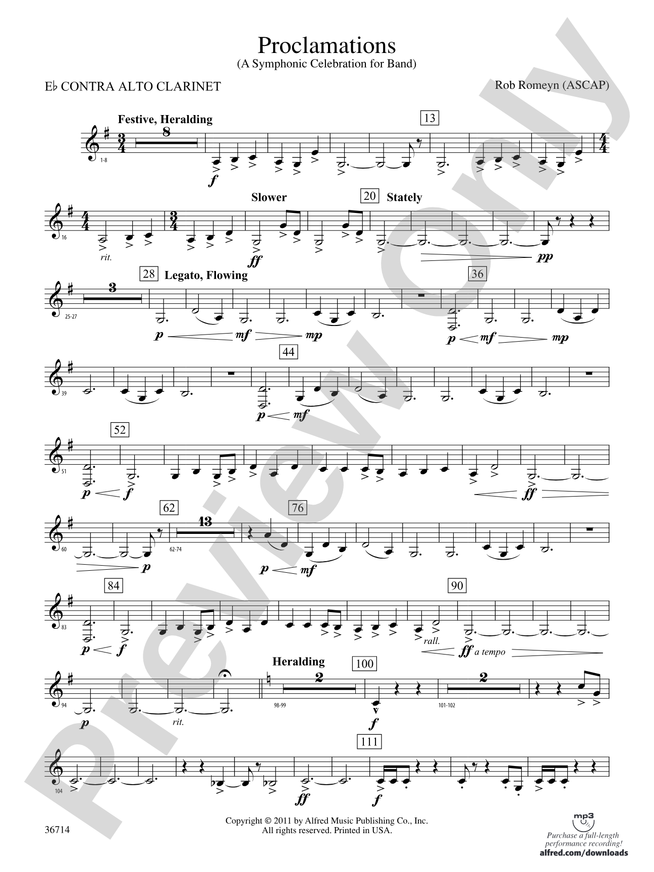 Proclamations: (wp) E-flat Contrabass Clarinet