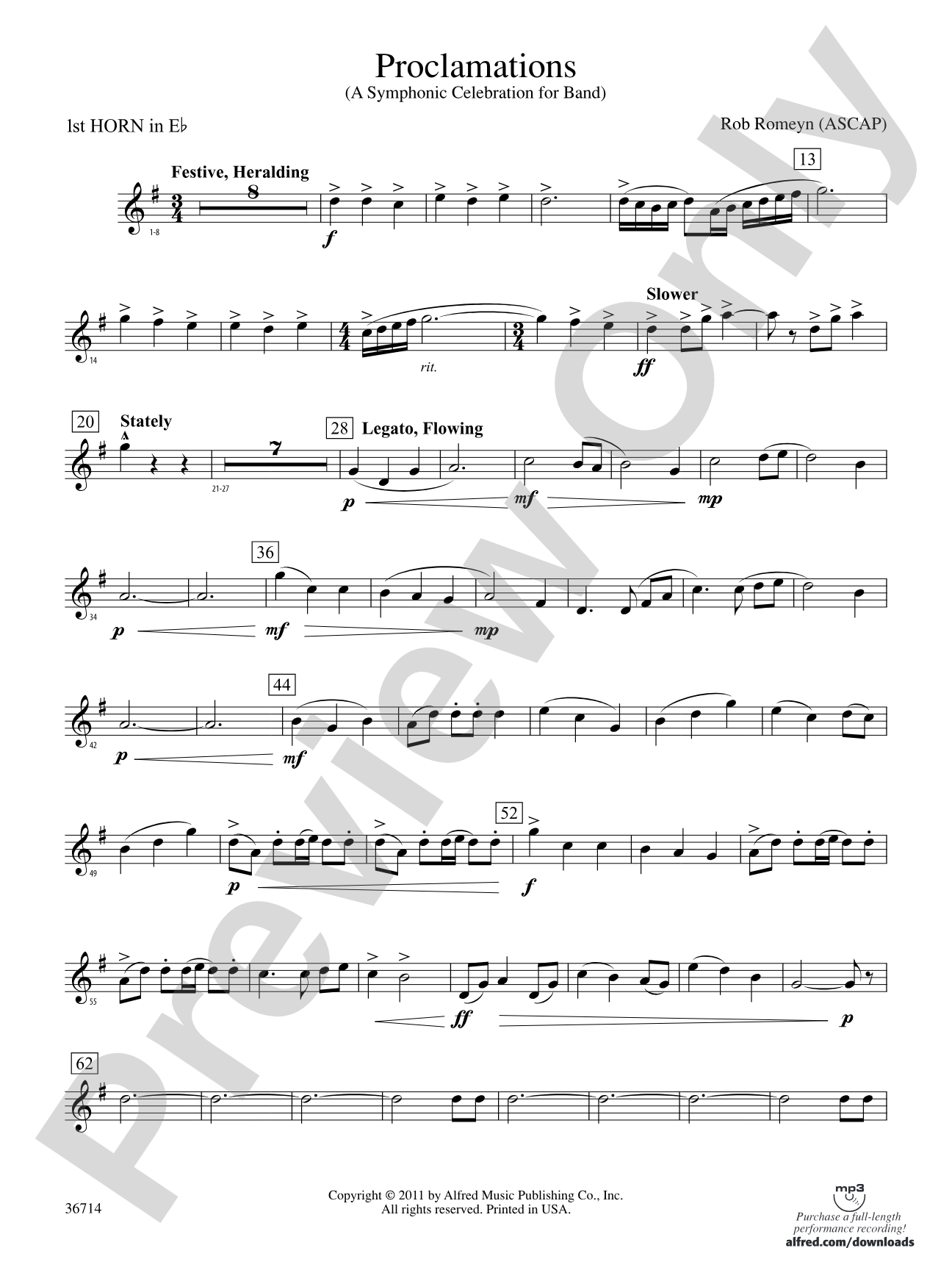 Proclamations: (wp) 1st Horn in E-flat