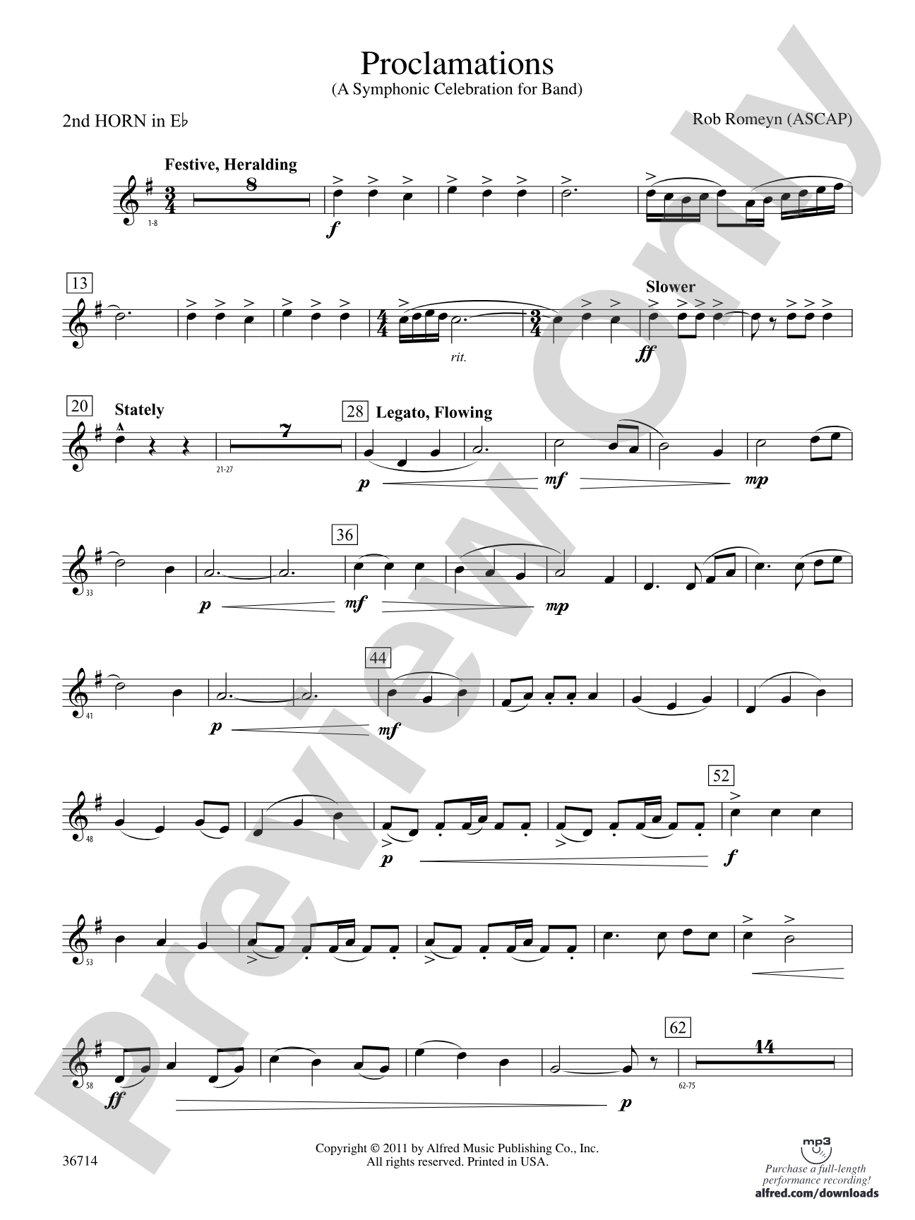 Proclamations: (wp) 2nd Horn in E-flat