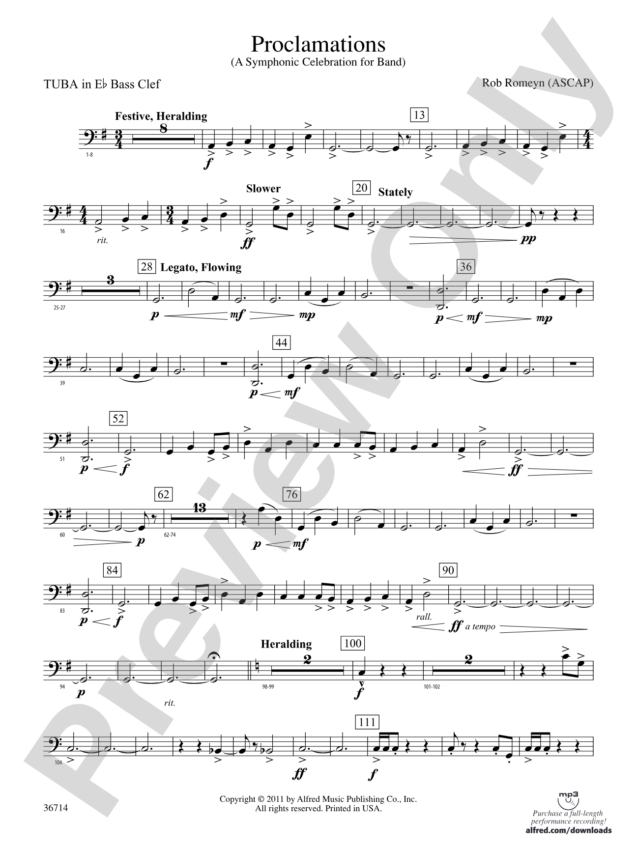 Proclamations: (wp) E-flat Tuba B.C.