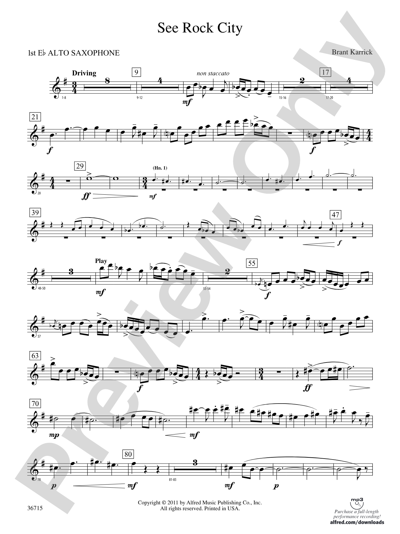 See Rock City: E-flat Alto Saxophone