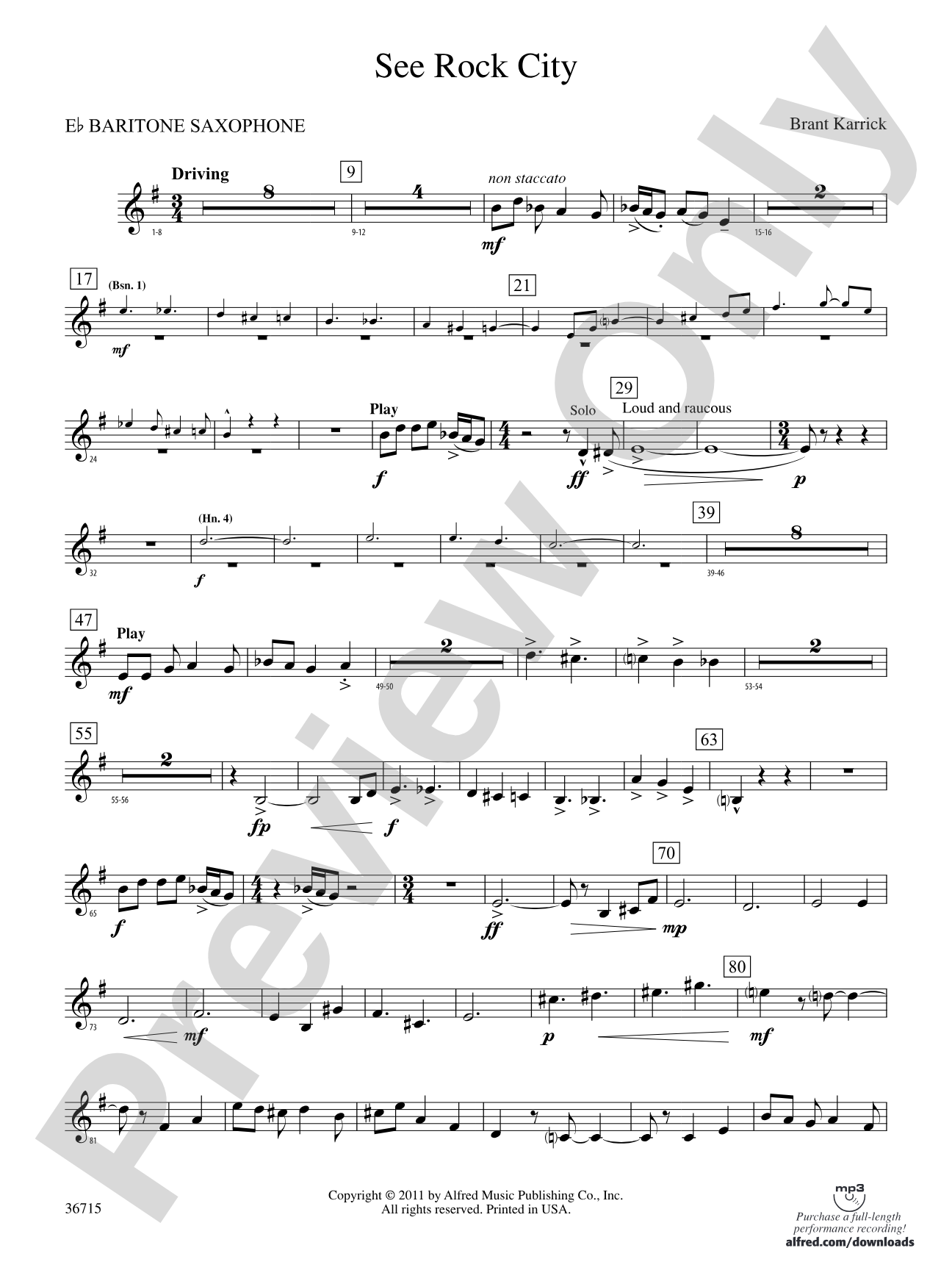 See Rock City: E-flat Baritone Saxophone