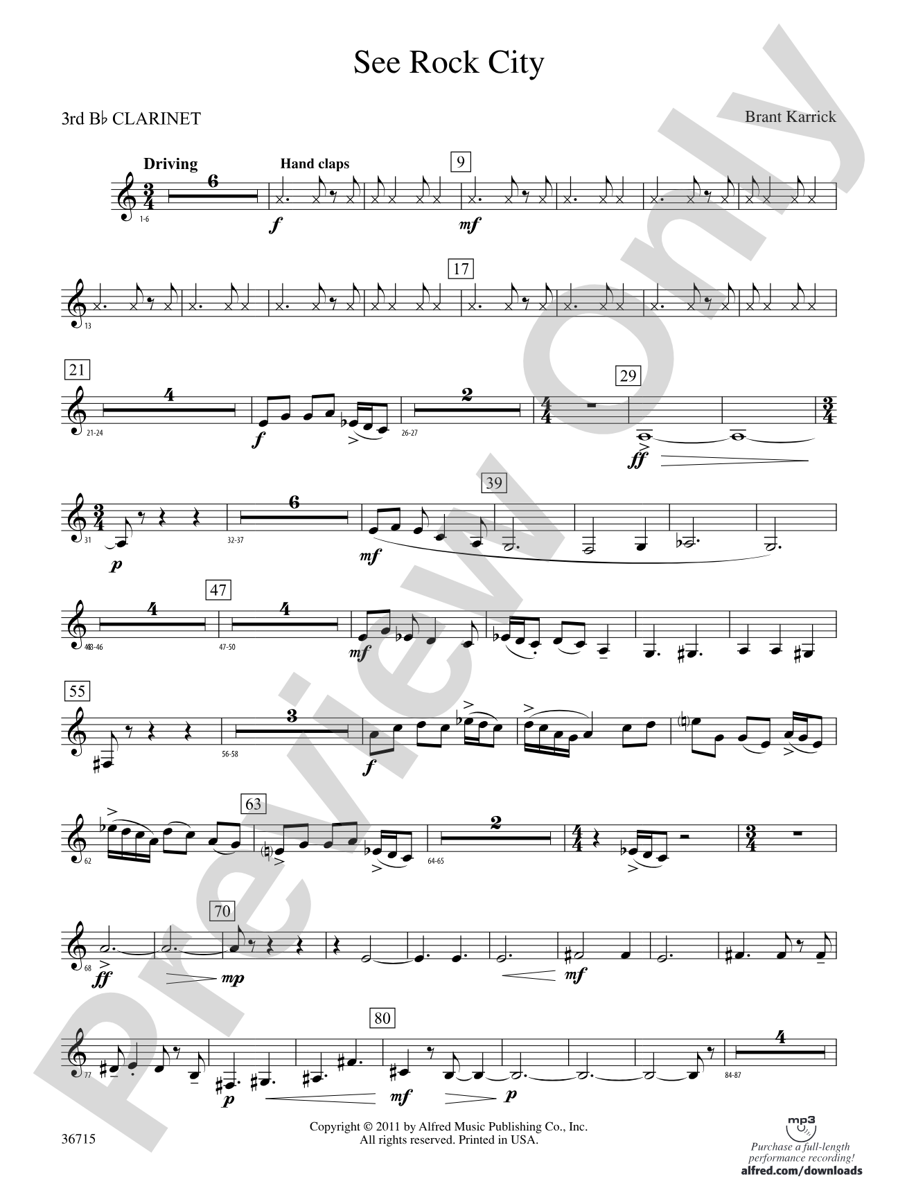See Rock City: 3rd B-flat Clarinet
