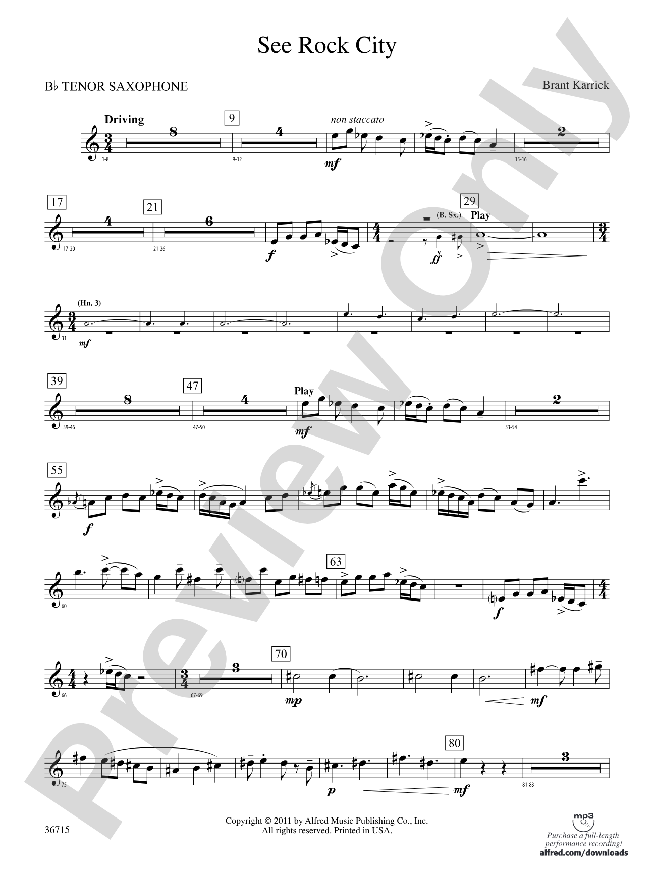 See Rock City: B-flat Tenor Saxophone