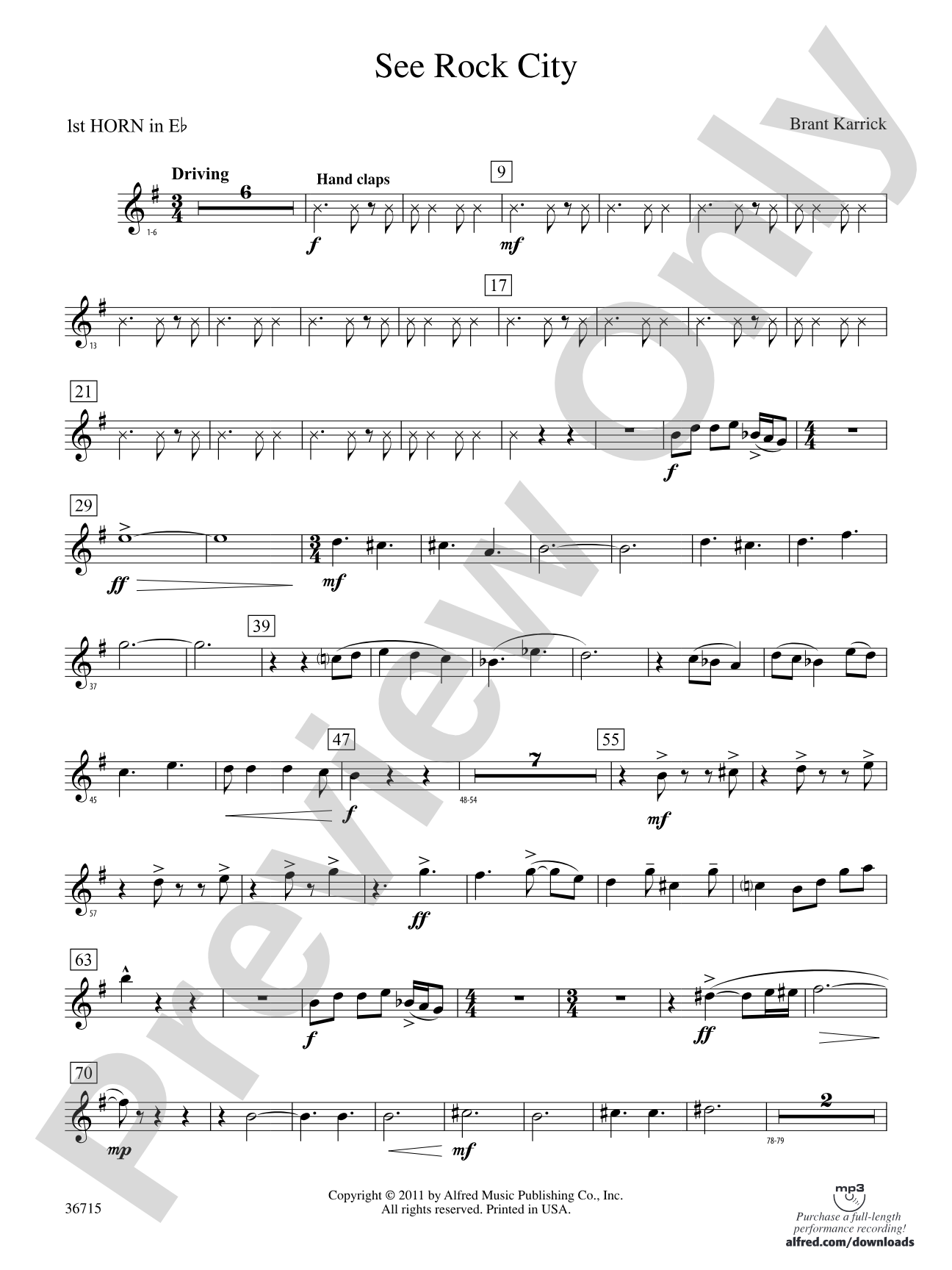 See Rock City: (wp) 1st Horn in E-flat