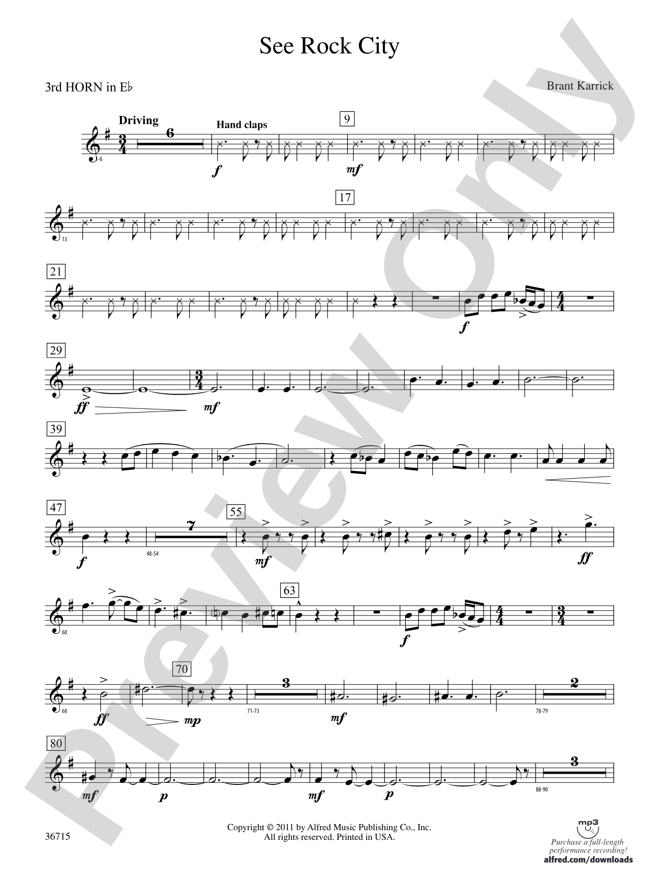 See Rock City: (wp) 3rd Horn in E-flat
