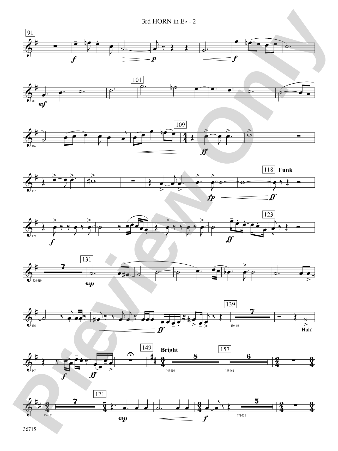 See Rock City: (wp) 3rd Horn in E-flat