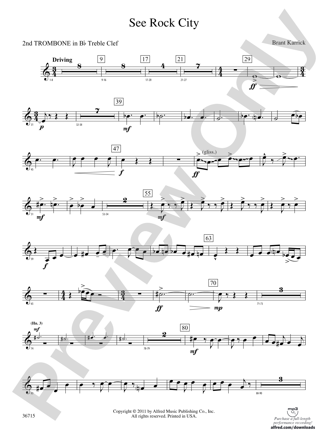 See Rock City: (wp) 2nd B-flat Trombone T.C.