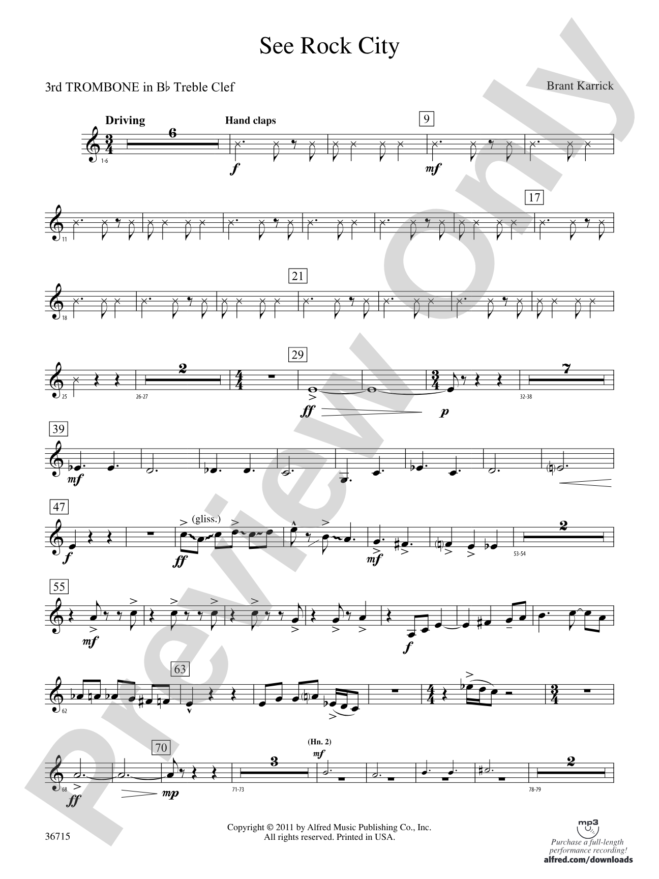See Rock City: (wp) 3rd B-flat Trombone T.C.