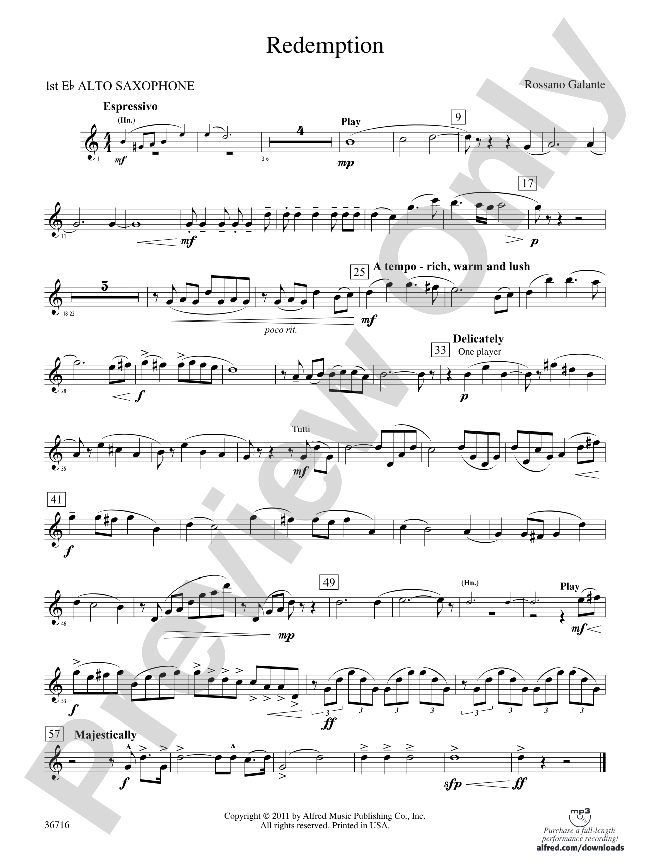 Redemption: E-flat Alto Saxophone
