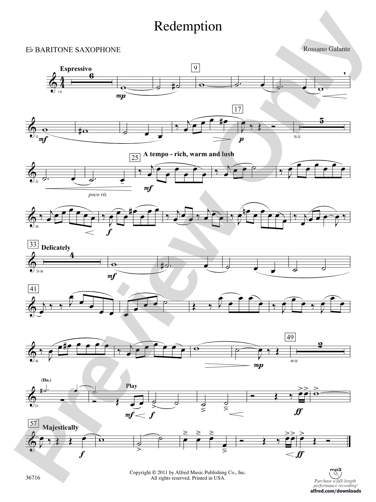 Redemption: E-flat Baritone Saxophone