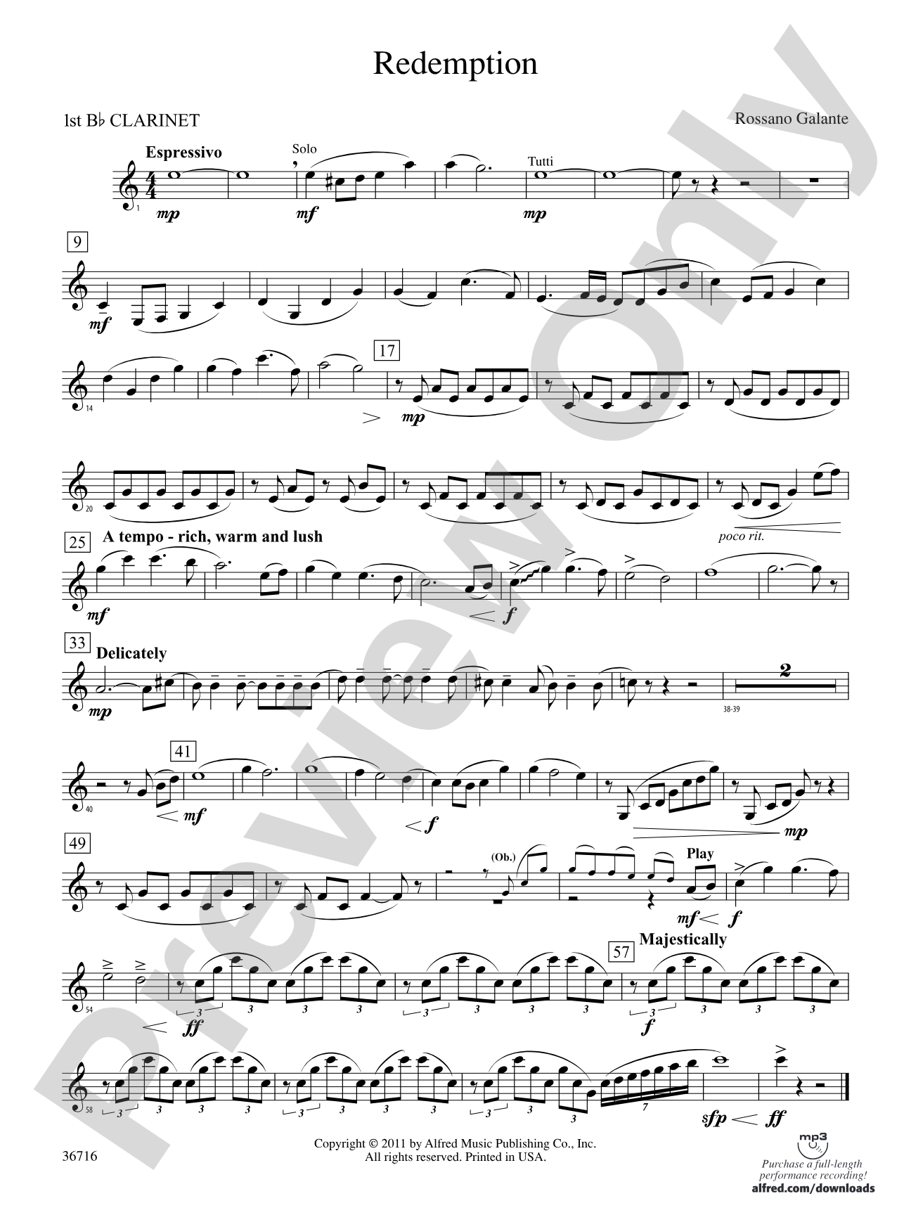 Redemption: 1st B-flat Clarinet